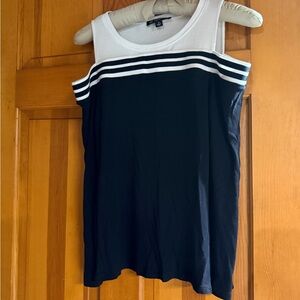 INC cold shoulder, long sleeve, black and white top